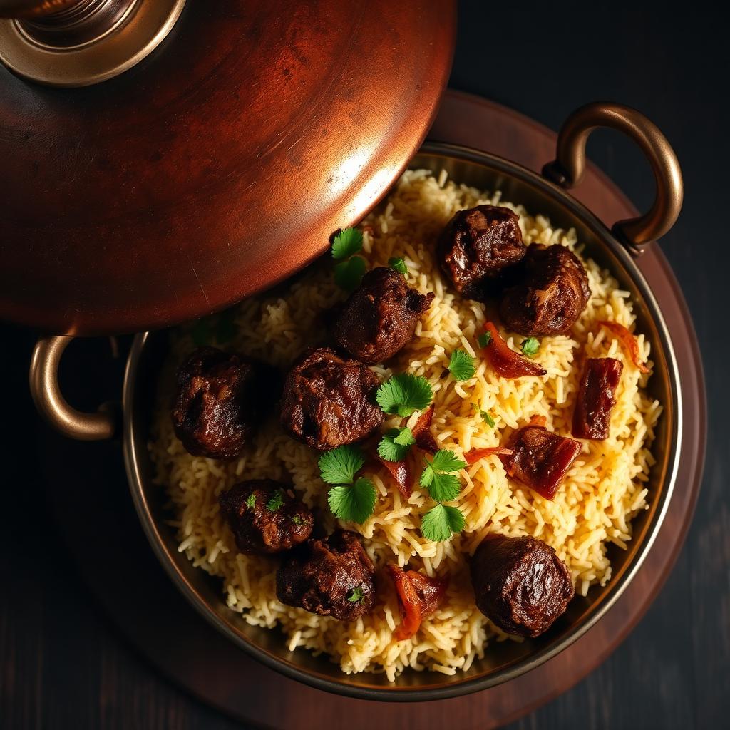 Authentic Mutton Dum Biryani at Madhuri Restaurant, Narasapuram