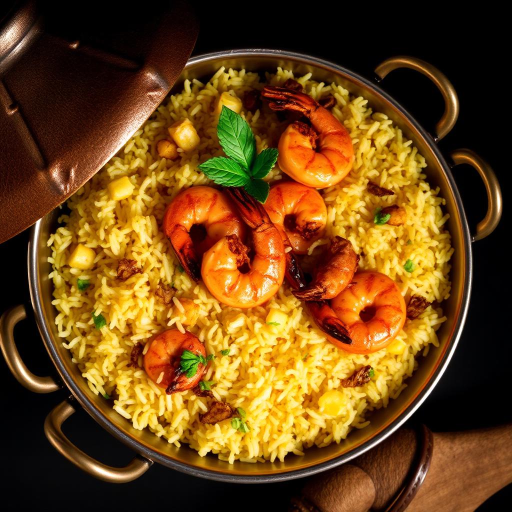 Authentic Prawn Dum Biryani at Madhuri Restaurant, Narasapuram
